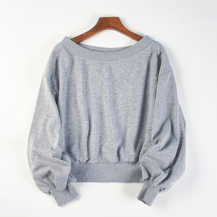 上衣 卫衣女12.30H84551宽松套头舒适极简短款 韩版 微瑕圆领灯笼袖