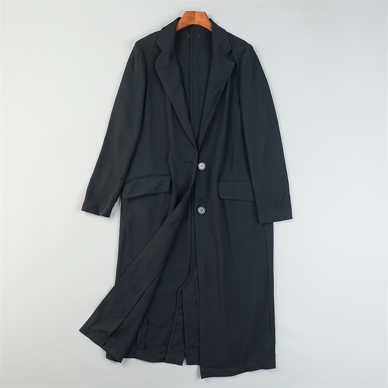 日单黑色薄风衣女11.25L84693春夏秋时尚气质平驳领显瘦长款外套