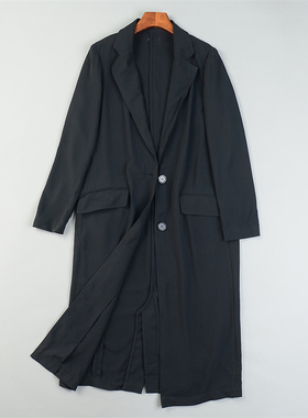 日单黑色薄风衣女11.25L84693春夏秋时尚气质平驳领显瘦长款外套