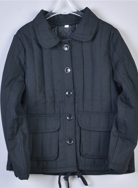 522宽松复古文艺棉衣女77269翻领单排扣绗缝春秋冬保暖棉服短外套