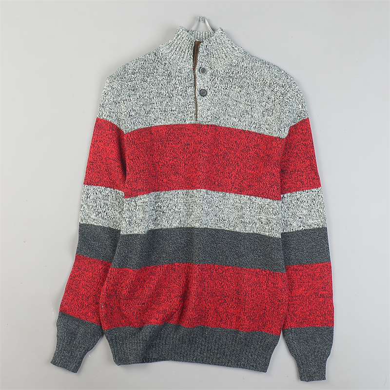 经典大条纹立领毛衣男女11.11L85149复古美式秋冬保暖针织打底衫