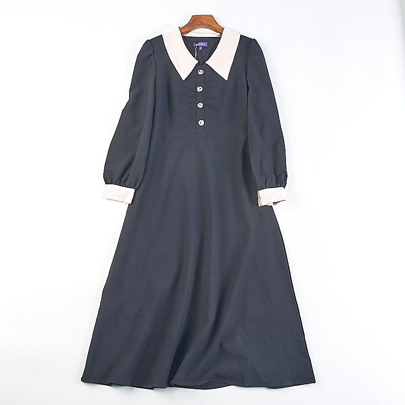 外贸款法式赫本风娃娃领连衣裙