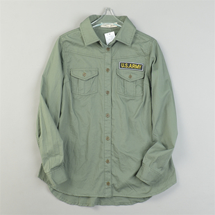 美式 日单全棉军绿工装 女L84611秋季 衬衫 宽松百搭休闲上衣外套 长袖