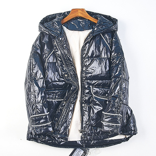 522宽松阔版 纯色90白鸭绒外套 收腰显瘦连帽羽绒服女81439秋冬新款