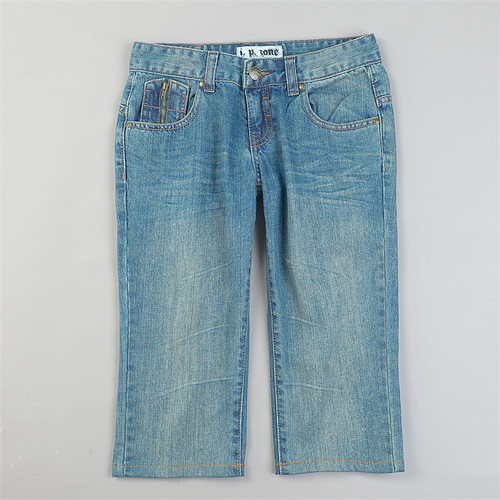 精品纯棉牛仔七分裤女L85090春夏经典中低腰修身百搭时尚休闲中裤