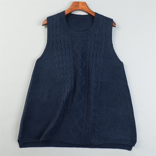 韩版宽松A字中长款针织衫背心马甲女L85341秋冬无袖毛衣叠穿上装
