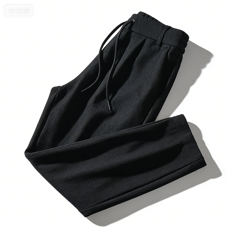 黑色条纹休闲长裤男女3.10L86055垂顺抗皱极简风春夏季小脚锥形裤
