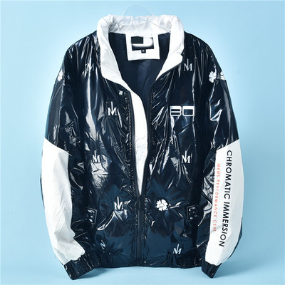 宽松男女羽绒服潮防风涂层漆皮