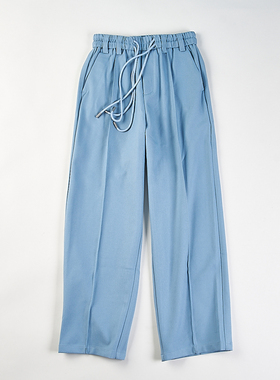 精品抽绳系带阔腿直筒裤男女H85656春夏秋宽松显瘦弯刀裤休闲长裤