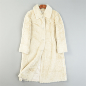 复古高端仿水貂毛人字纹中长款 大衣女L85421皮毛一体外套环保皮草