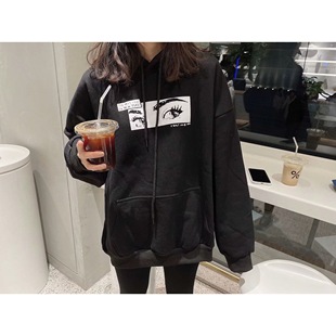 外套 套头连帽卫衣男女78604春秋潮流印花宽松显瘦长袖 216韩版 大版