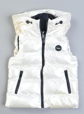 高端好货男女亲子装连帽棉衣马甲12.3L80949秋冬亮面无袖棉服马夹