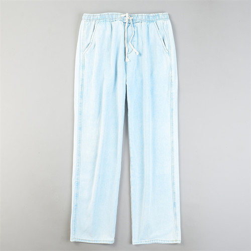 复古大码港式水洗直筒牛仔裤男女L85092显瘦显腿长弯刀休闲长裤