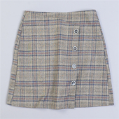 626韩版 英伦格纹半身裙79649夏秋高腰安全防走光jk少女感中短裙子