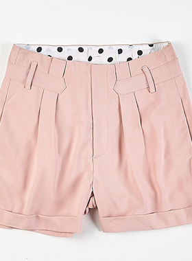 622韩版纯色直筒西装短裤女81775夏季自然腰宽松显瘦高腰阔腿裤