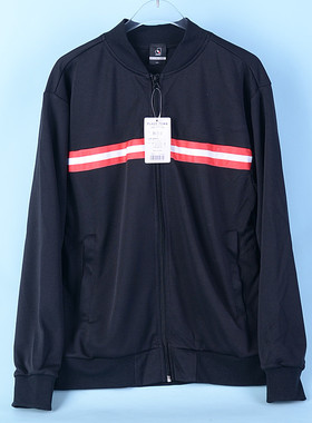 107日本单运动休闲立领外套男女76082春秋宽松条纹长袖拉链衫夹克