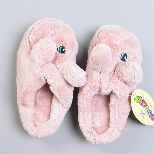 男女童卡通毛绒拖鞋保暖棉拖