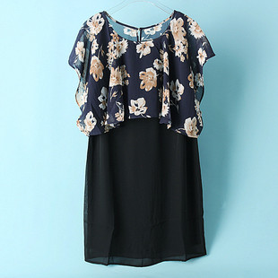 323福利日单洋气雪纺连衣裙两件套71950夏宽松印花坎肩无袖 背心裙