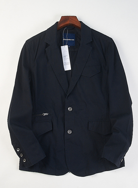 精品潮牌男士全棉休闲西服H83845春秋黑色单排扣直筒西装外套175