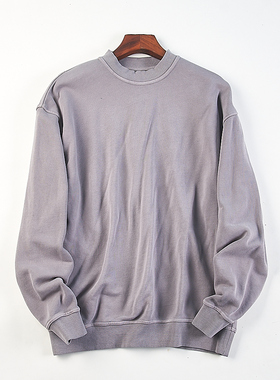 高货美式潮牌水洗全棉圆领套头卫衣男H82817宽松运动休闲毛圈外套