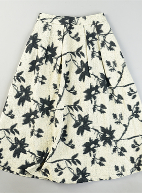 精品晕染国风半身裙女L85350春秋高腰A字裙显瘦修腿型中长蓬蓬裙