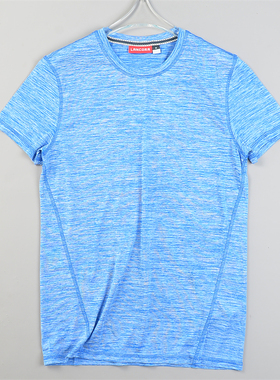 精品外贸蓝色圆领速干T恤男女84779透气凉感休闲运动健身短袖上衣