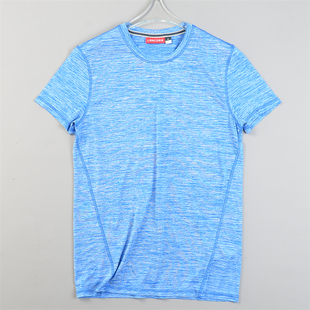 精品外贸蓝色圆领速干T恤男女84779透气凉感休闲运动健身短袖 上衣