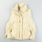 鸭绒短外套 羽绒服马甲L85607拉链立领宽松面包服无袖 韩版 精品女装