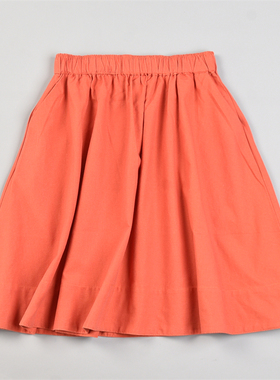 韩版少女感橘红色棉麻半身裙L83307遮肉显瘦百搭伞裙夏秋新款中裙