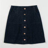 极简一片式 灯芯绒半身裙L85487高腰遮胯显瘦单排扣A字裙春夏短裙