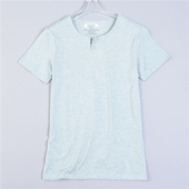 潮男美式 上衣夏 有型休闲短袖 纯棉T恤衫 6.29L79522纯色圆开领修身