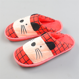 卡通猫加绒棉拖鞋女11.4L82549保暖毛窝防滑静音底居家地板拖鞋子