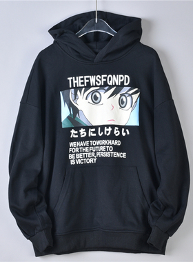 419韩版男女情侣连帽衫卫衣76513卡通动漫印花袋鼠兜春秋休闲外套