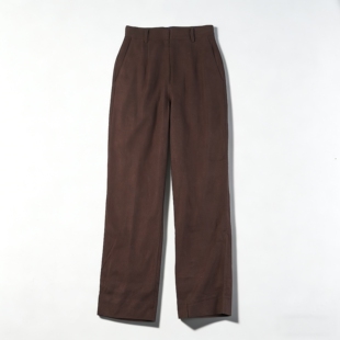 H86163春夏通勤显瘦休闲直筒棉麻长裤 日单复古咖色高腰阔腿西装 裤