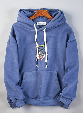 522秋冬新款一体加绒连帽卫衣女80574宽松显瘦小个子美式刺绣外套