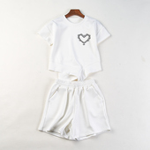 空气棉休闲运动套装 时尚 女H82935夏季 短袖 韩版 短裤 新款 T恤 两件套
