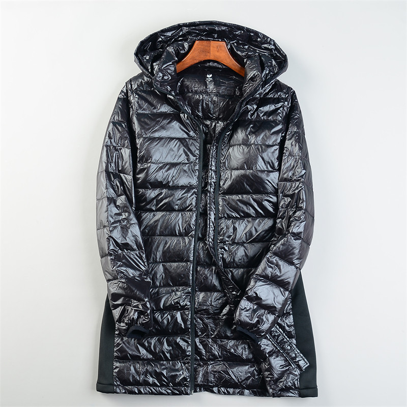 轻薄款中长排骨连帽羽绒服女L85789秋冬拉链立领修身显瘦鸭绒外套