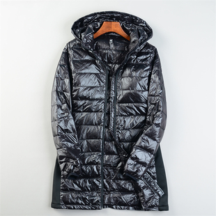 轻薄款中长排骨连帽羽绒服女1.27L85789秋冬拉链立领修身鸭绒外套