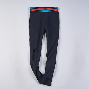 直筒铅笔长裤 女12H77359春秋高腰弹力修身 纯色通勤休闲小脚裤 韩版