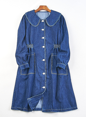 韩版水洗全棉牛仔长袖连衣裙48H82152春秋娃娃领减龄显瘦学生中裙