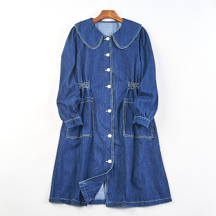 韩版 连衣裙48H82152春秋娃娃领减龄显瘦学生中裙 水洗全棉牛仔长袖