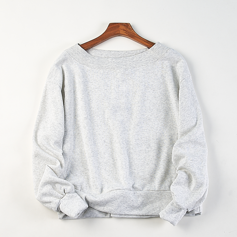 日单宽松套头纯色圆领卫衣女