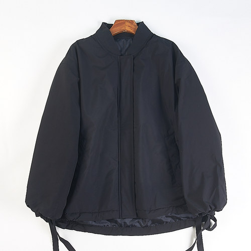 外贸日单极简风纯色立领棉服女