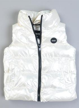 出口意大利 立领亮面棉马甲潮123L80948男女亲子童装无袖棉服马夹