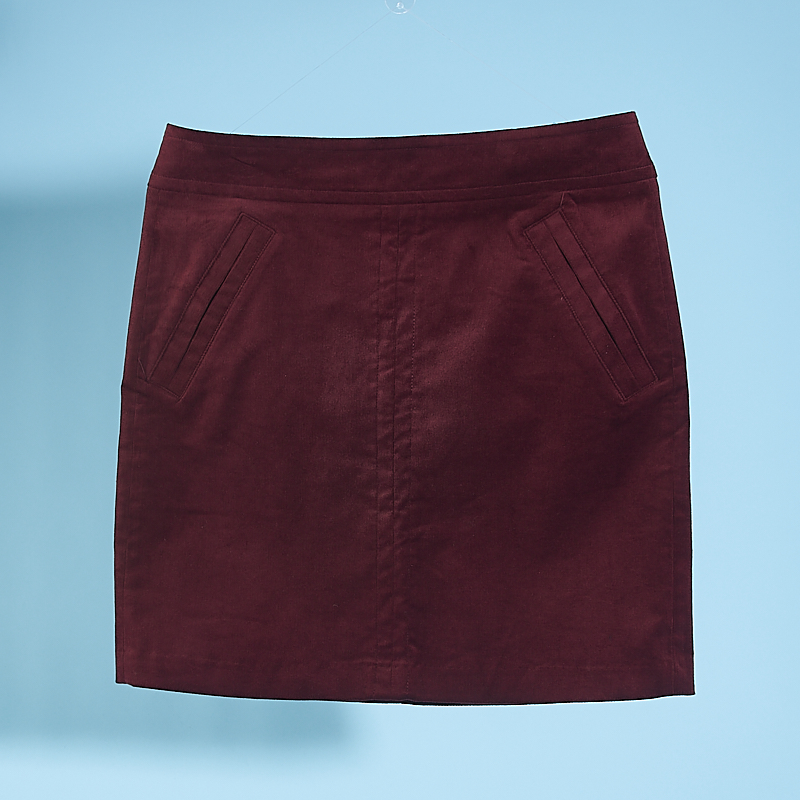 高腰通勤纯色包臀拉链韩版灯芯绒