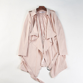 日单设计感不规则门襟中长款 风衣女H84661春秋轻熟风宽松通勤外套