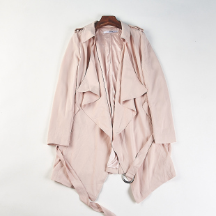 日单设计感不规则门襟中长款 风衣女H84661春秋轻熟风宽松通勤外套