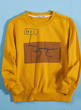 16亲子童装纯棉套头卫衣男女H71155春秋季新款圆领长袖印花上衣