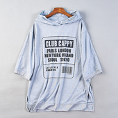 228日单字母印花套头卫衣潮男女79804春秋连帽宽松大码 七分袖 上衣