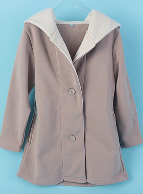 日单女童纯色连帽外套2.11S72842春秋百搭两粒扣薄绒休闲长袖上衣